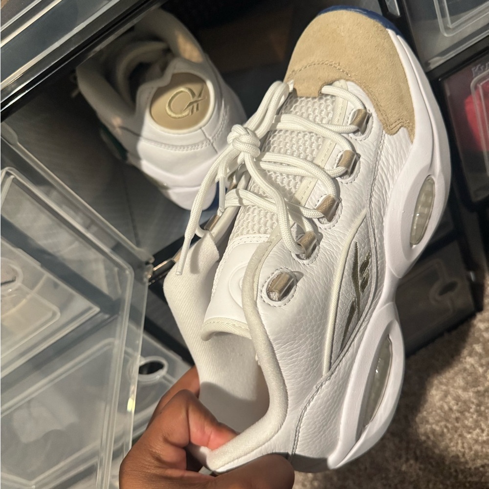 Allen Iverson  White and Tan Sneakers
